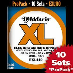 10 sets DAddario EXL110 Nickel Electric Guitar Strings  