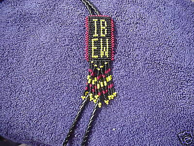 Hand Beaded Womans Bolo Tie IBEW Very Nice  