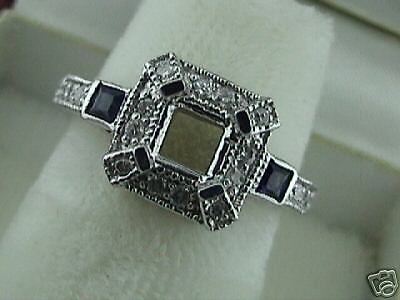 50 ct BLUE SAPPHIRE DIAMOND RING setting SEMI MOUNT  