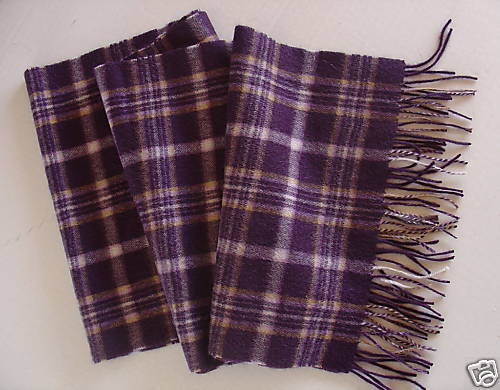 NWT Amicale PURPLE PLAID 100% PURE Cashmere SCARF  