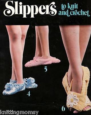 Knitting Crochet Pattern Womens Slippers S M L 6 Design  